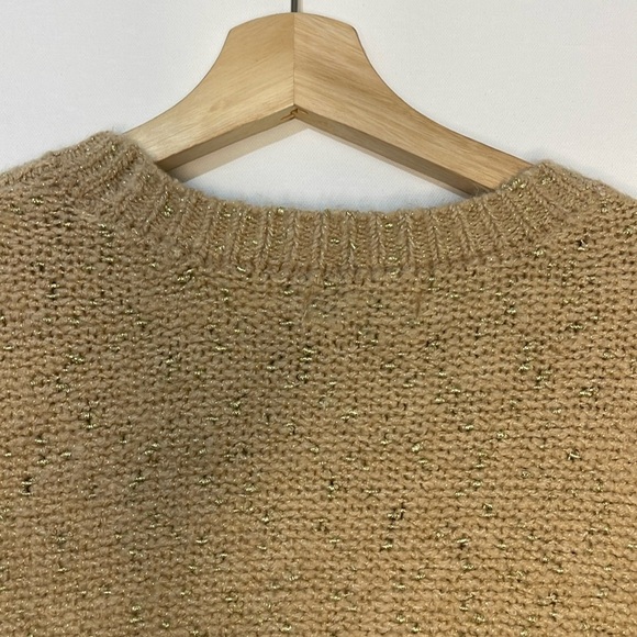 Calvin Klein Crewneck Sweater Metallic Gold Wheat Pullover NWT Sz Small - Picture 5 of 8